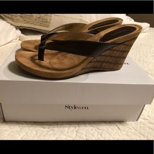 Brown wedge sandals